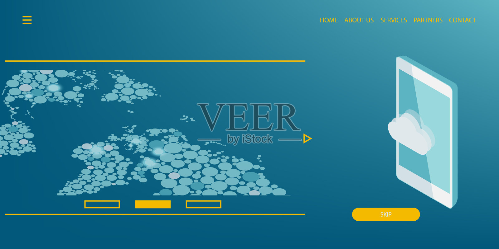 数据连接等距技术设计模板素材