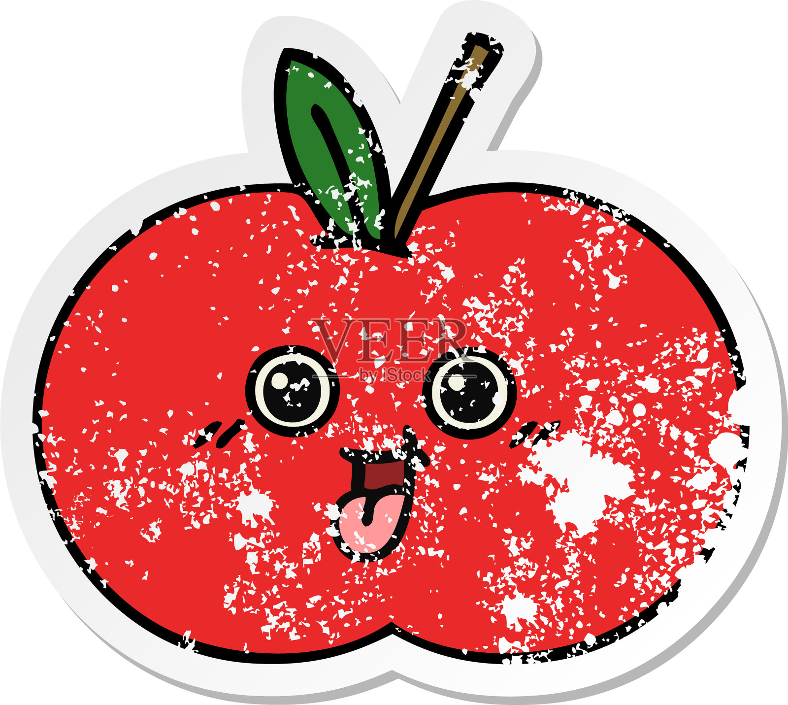心疼贴纸的一个可爱的卡通红苹果设计元素图片