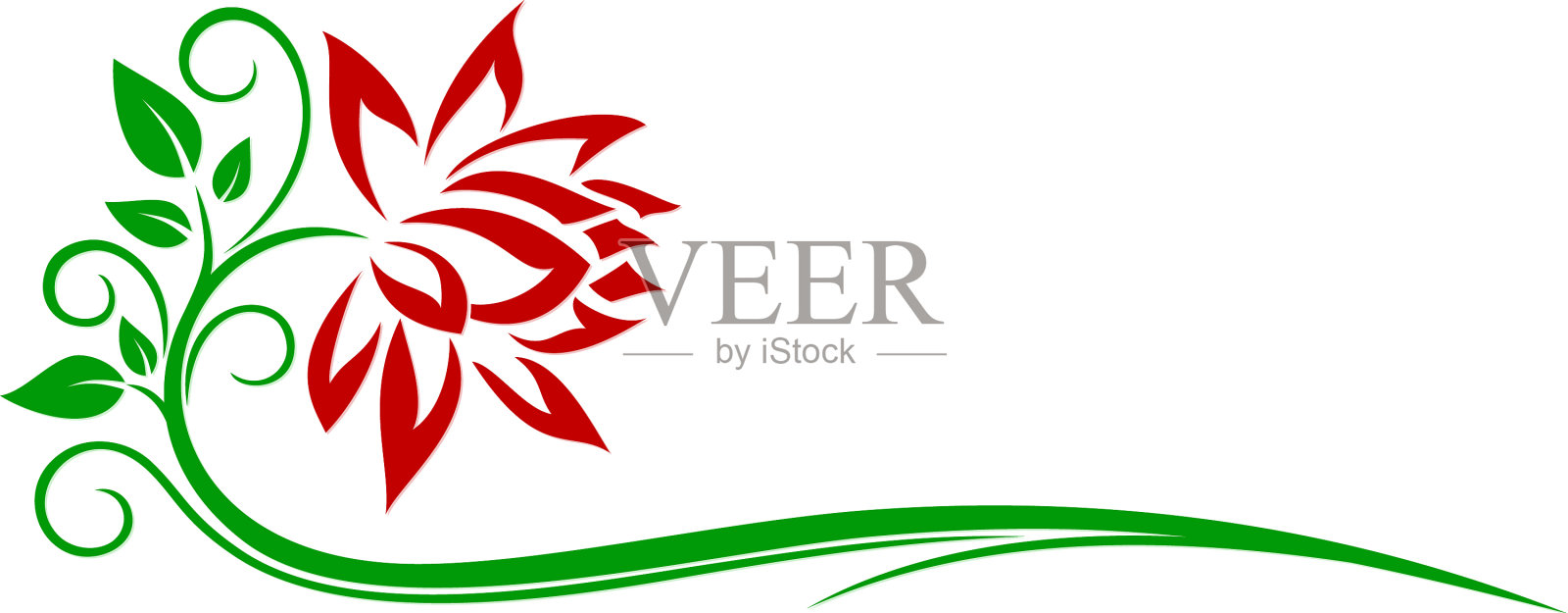 红色的花的标志设计元素图片