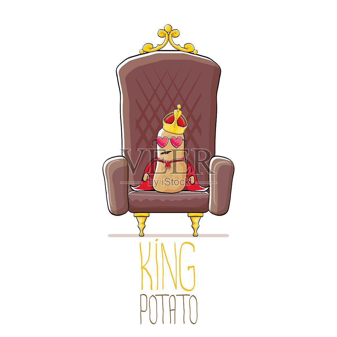 有趣的卡通酷可爱的棕色微笑国王设计元素图片