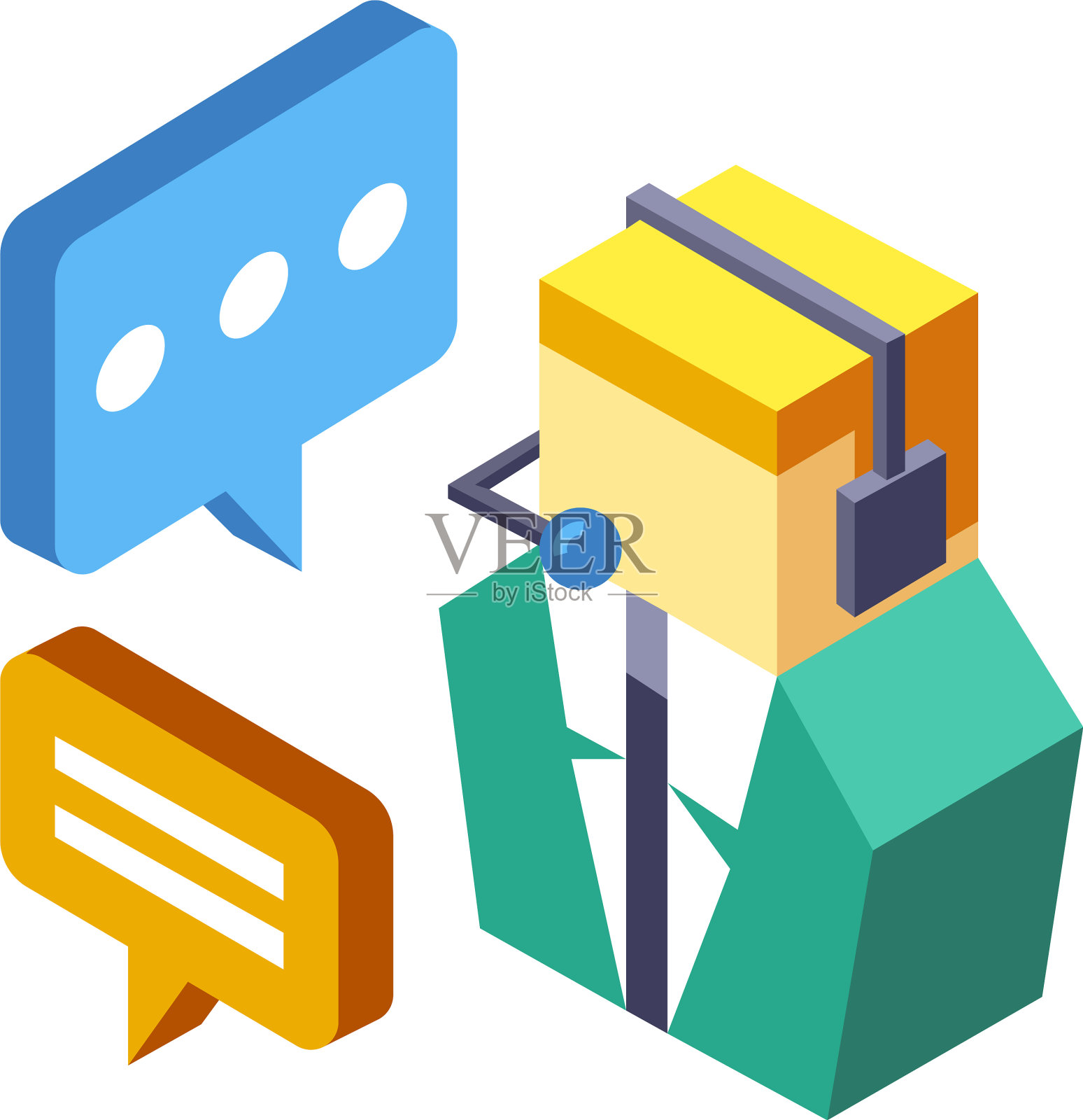 客户支持等距设计元素图片