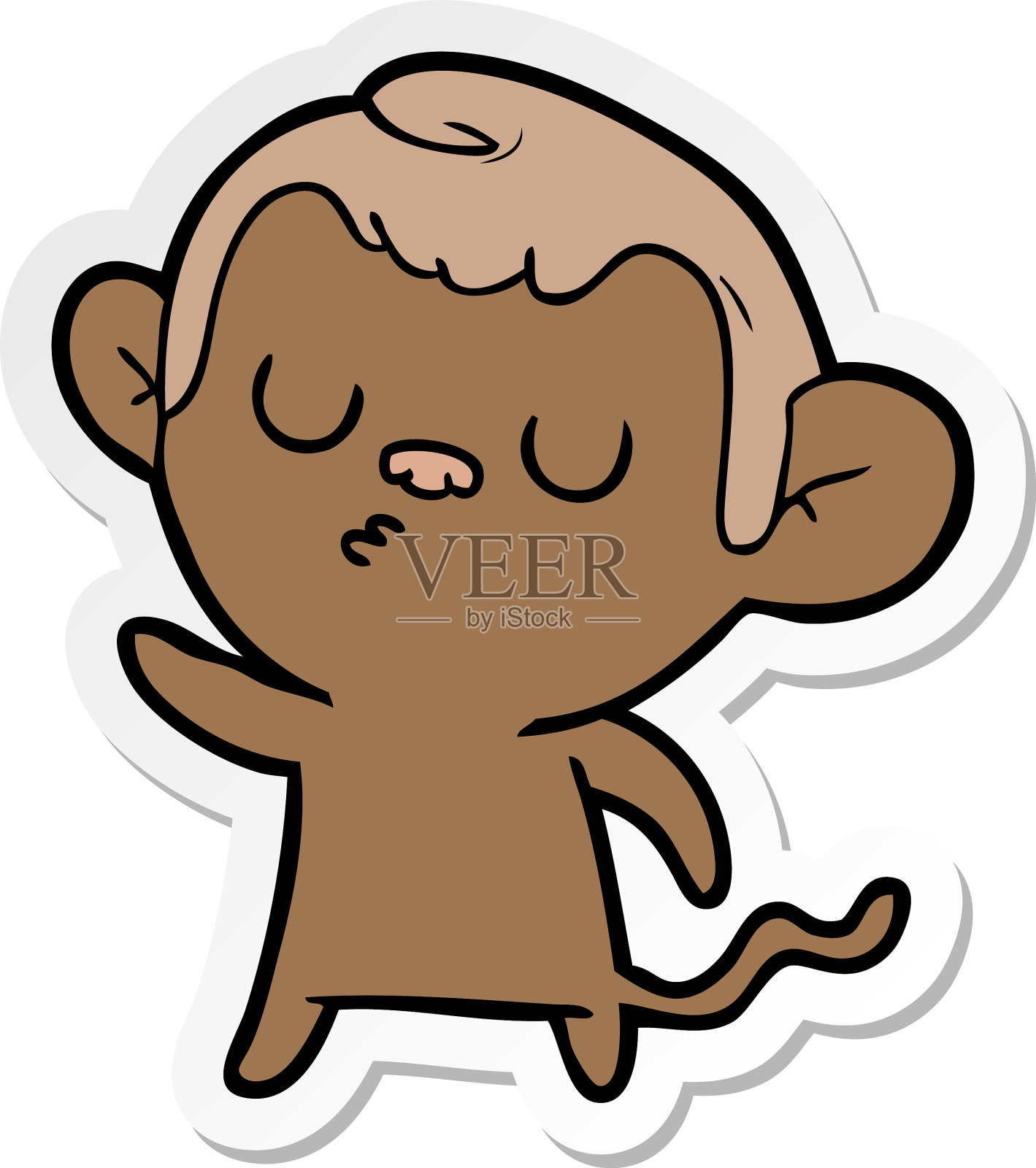 卡通猴子贴纸设计元素图片