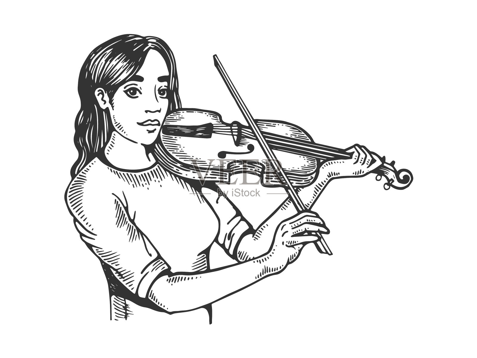少女与小提琴雕刻设计元素图片