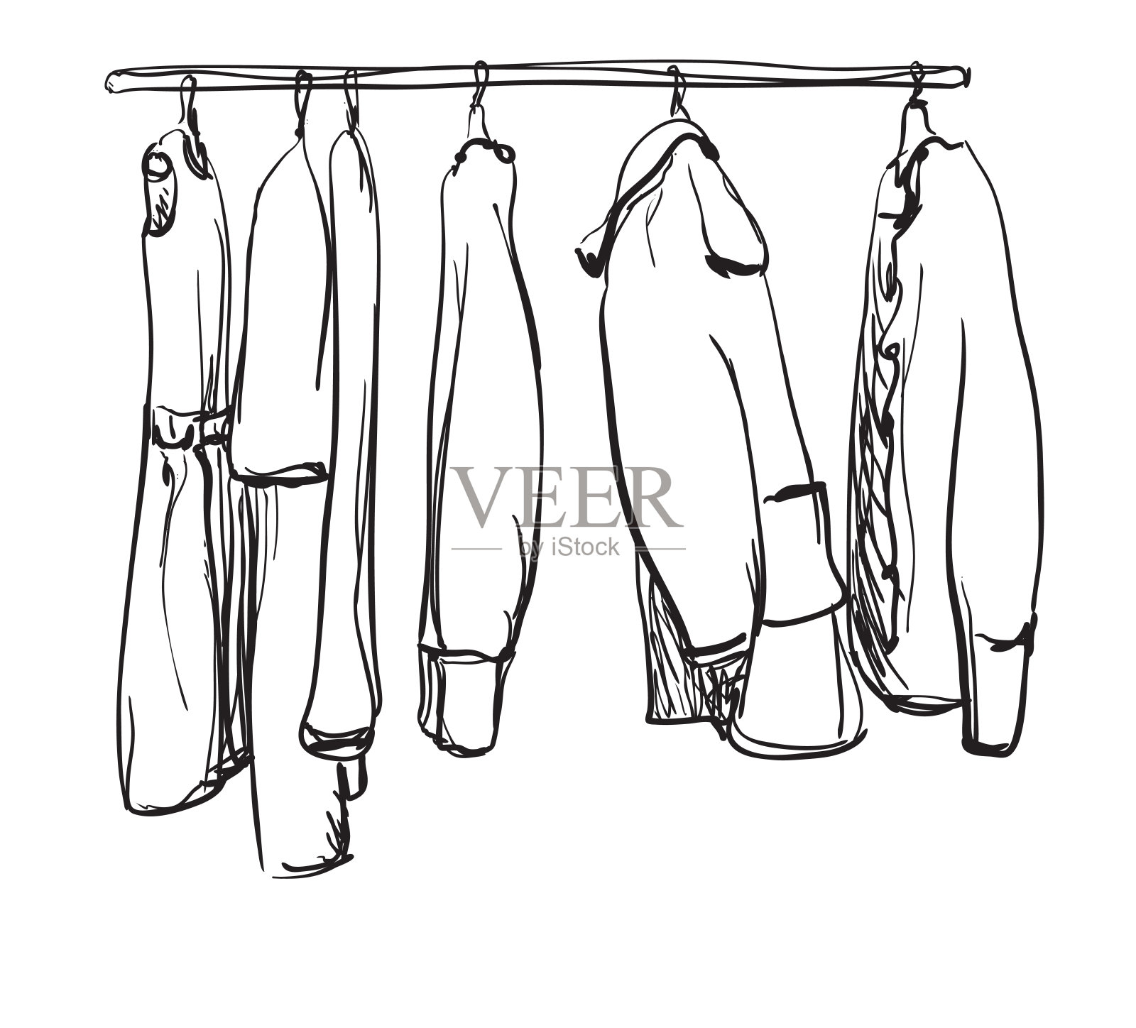 手绘衣柜素描服装设计元素图片