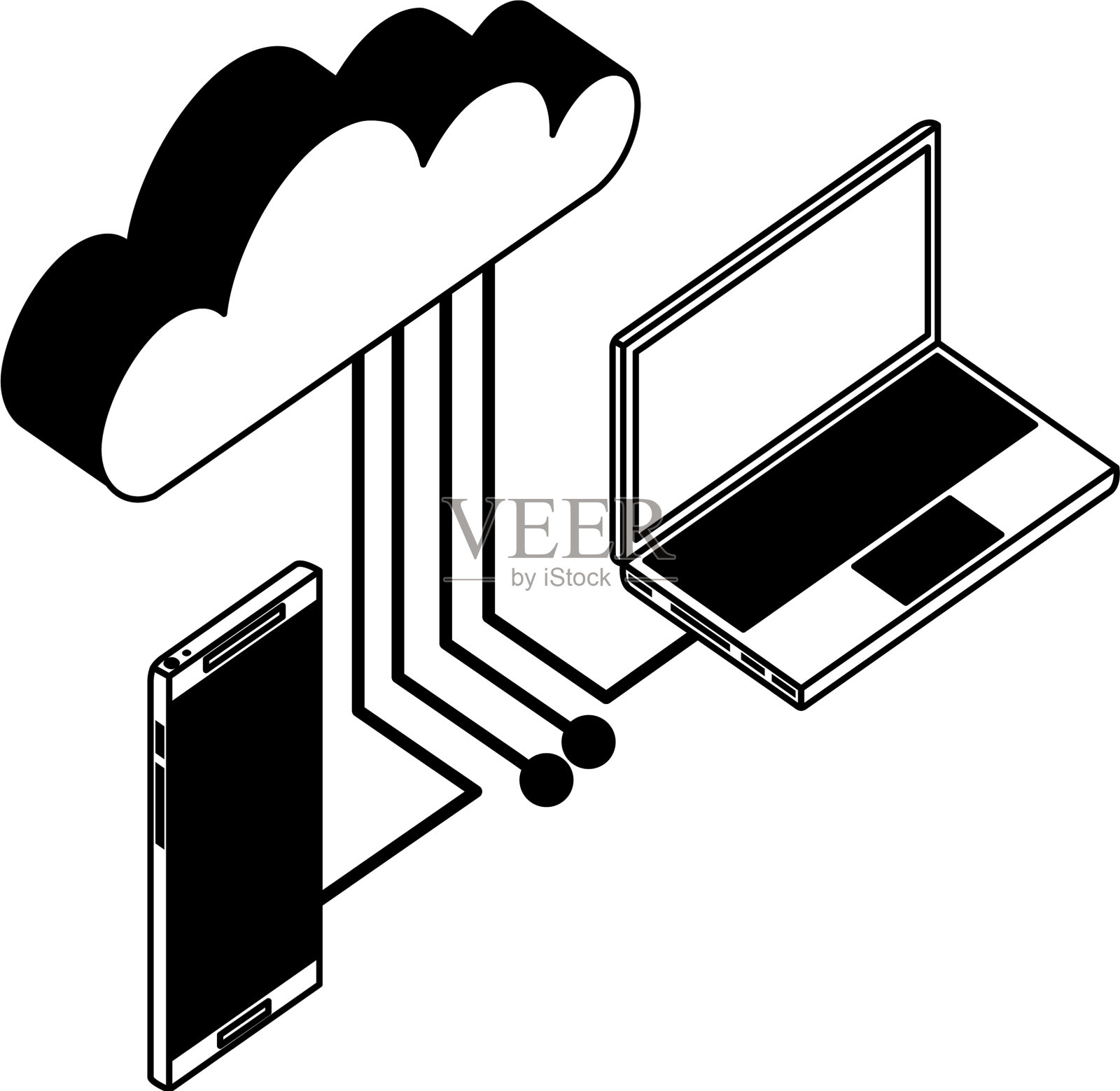 智能手机和计算机的云计算设计元素图片