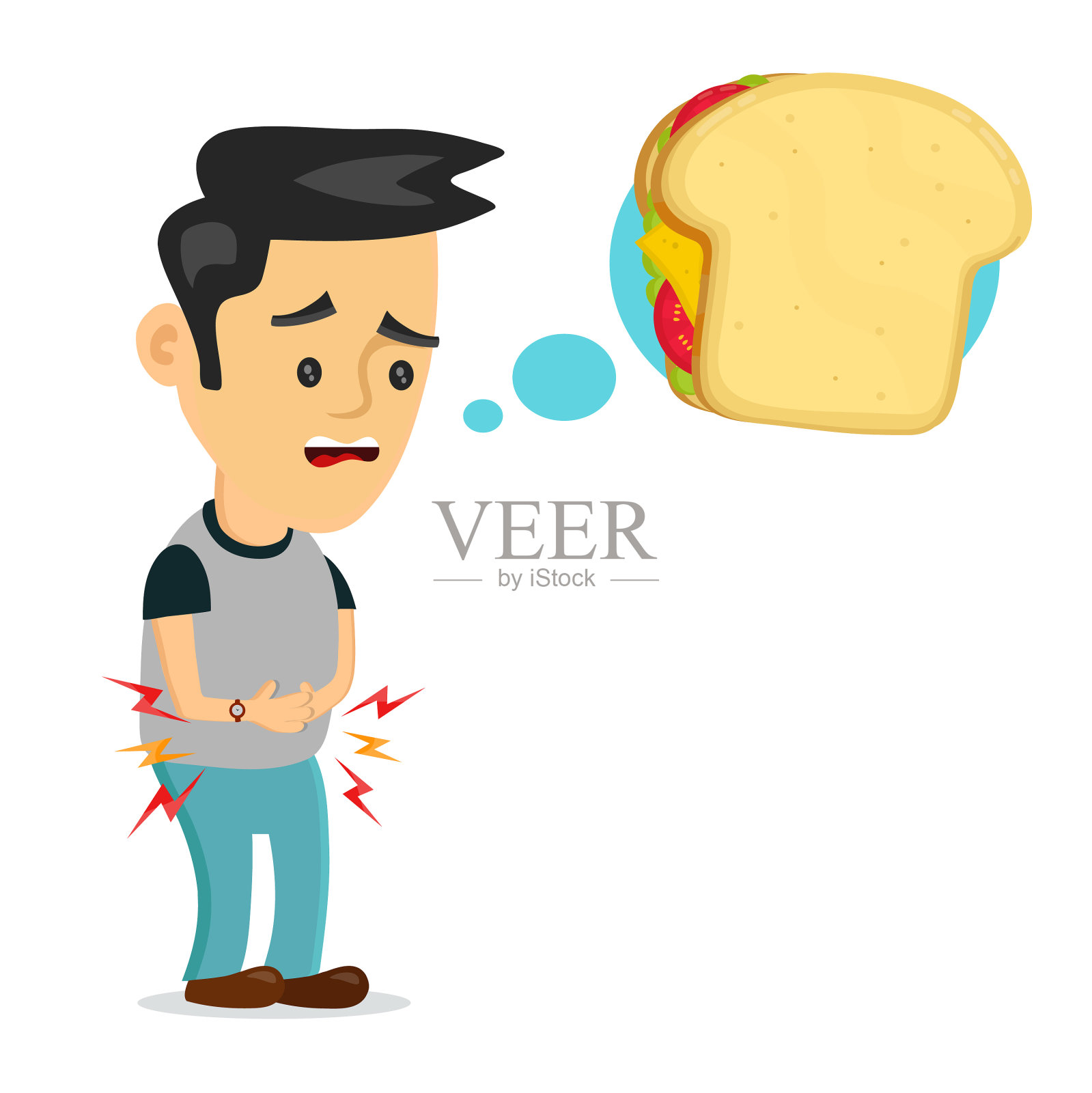 青年苦愁人饿思设计元素图片