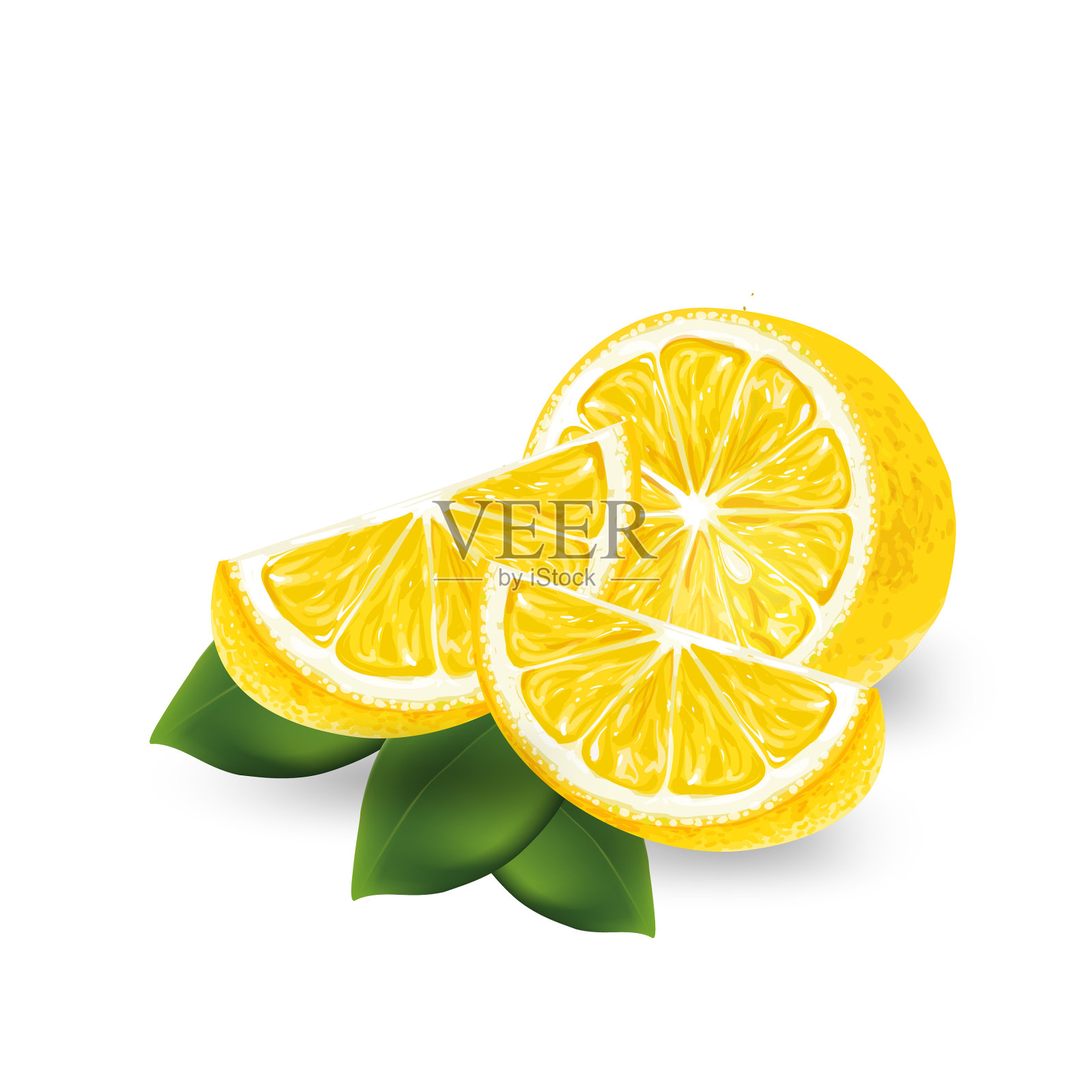 现实的柠檬在白色的背景设计元素图片