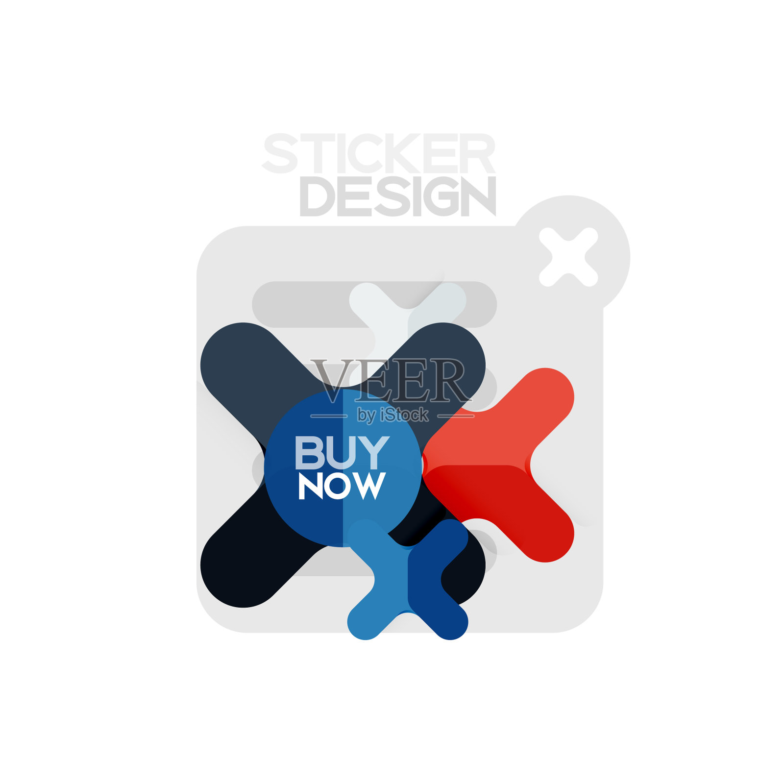 平面设计十字形状几何贴纸图标图标素材