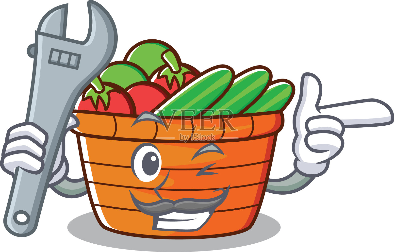 机修工水果篮人物卡通设计元素图片