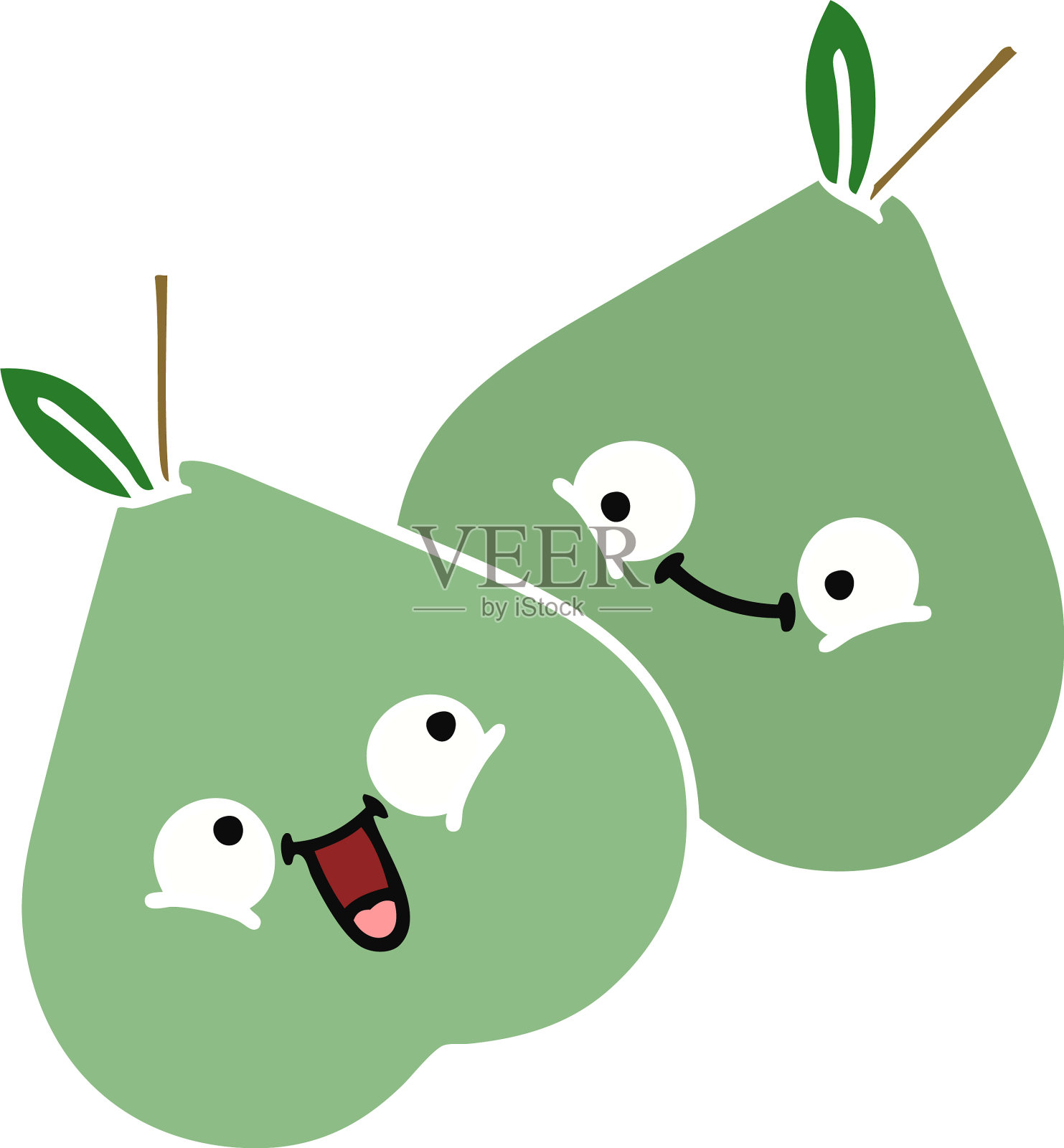 平色复古卡通绿梨设计元素图片