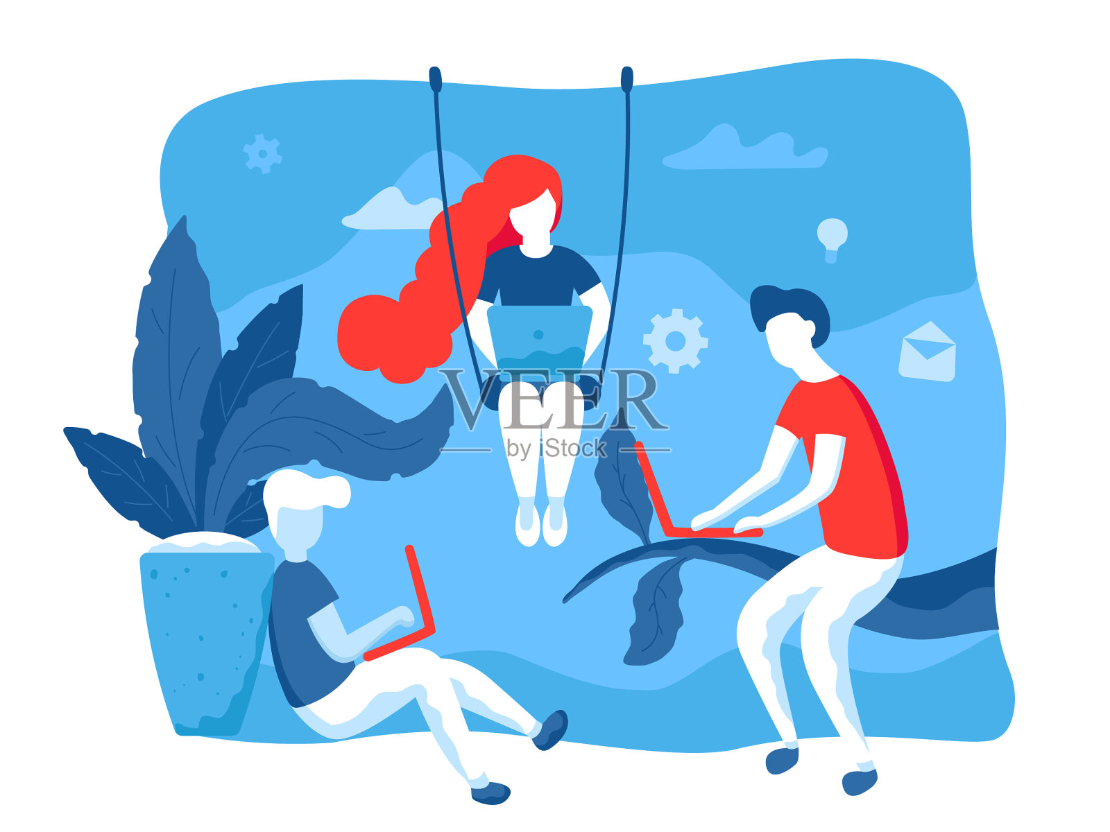 有创造力的人在共同工作中一起工作设计元素图片