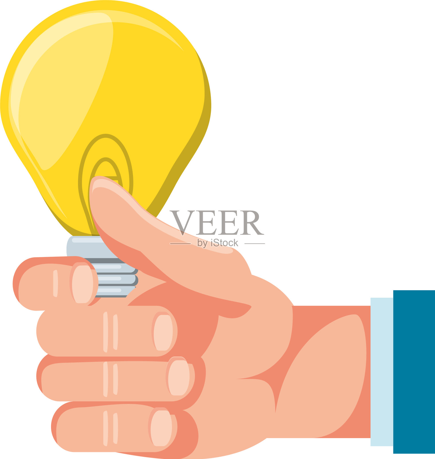 手与灯泡隔离图标设计元素图片