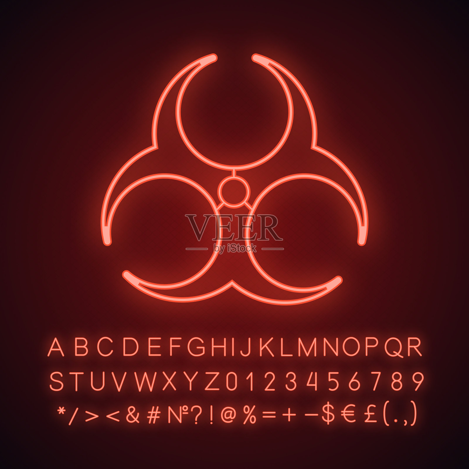 生物危害危险霓虹灯图标插画图片素材