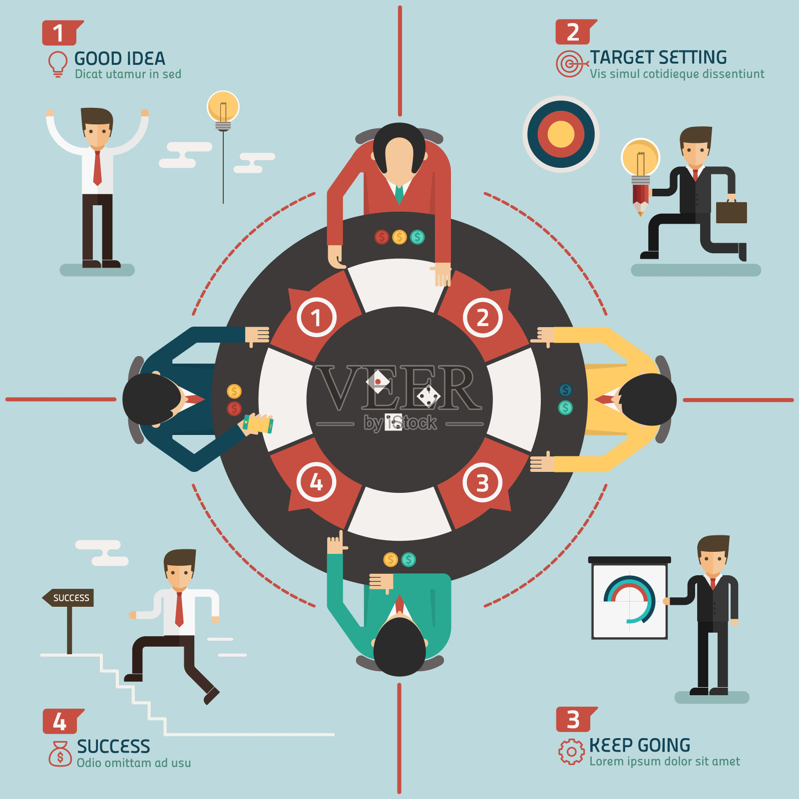 商务会议和规划信息图与路径游戏设计模板素材