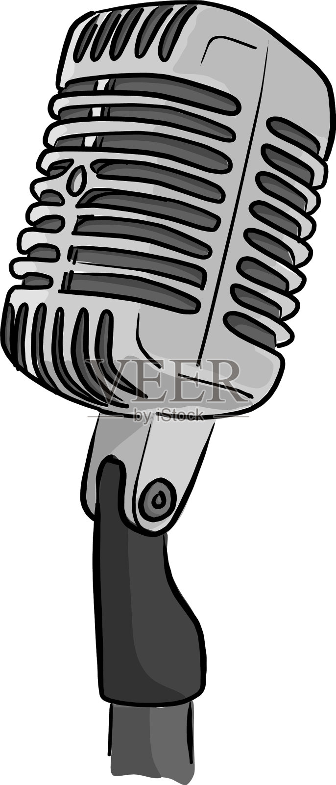 复古风格的经典麦克风与字设计元素图片