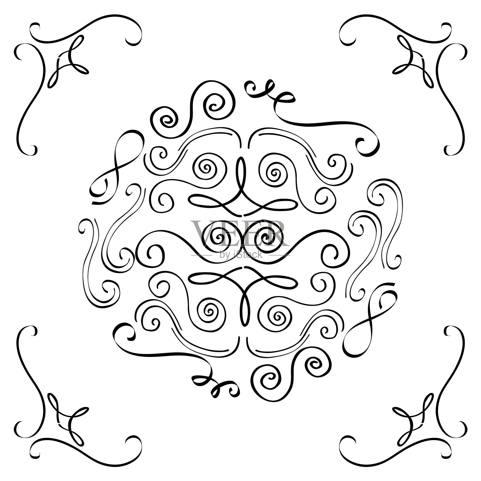 复古元素和页面装饰华丽的滚动设计元素图片