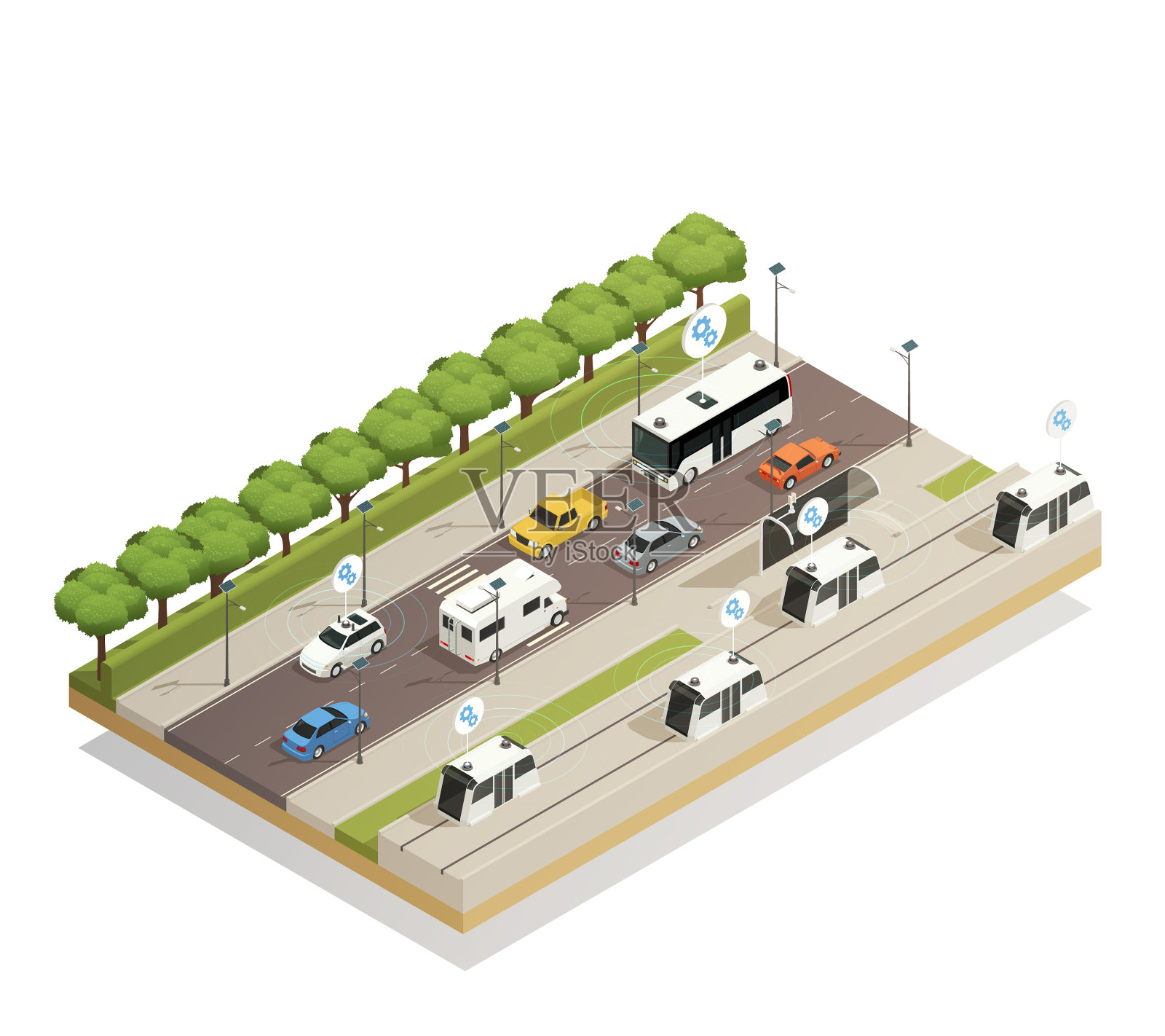 智慧城市交通等距构成设计元素图片