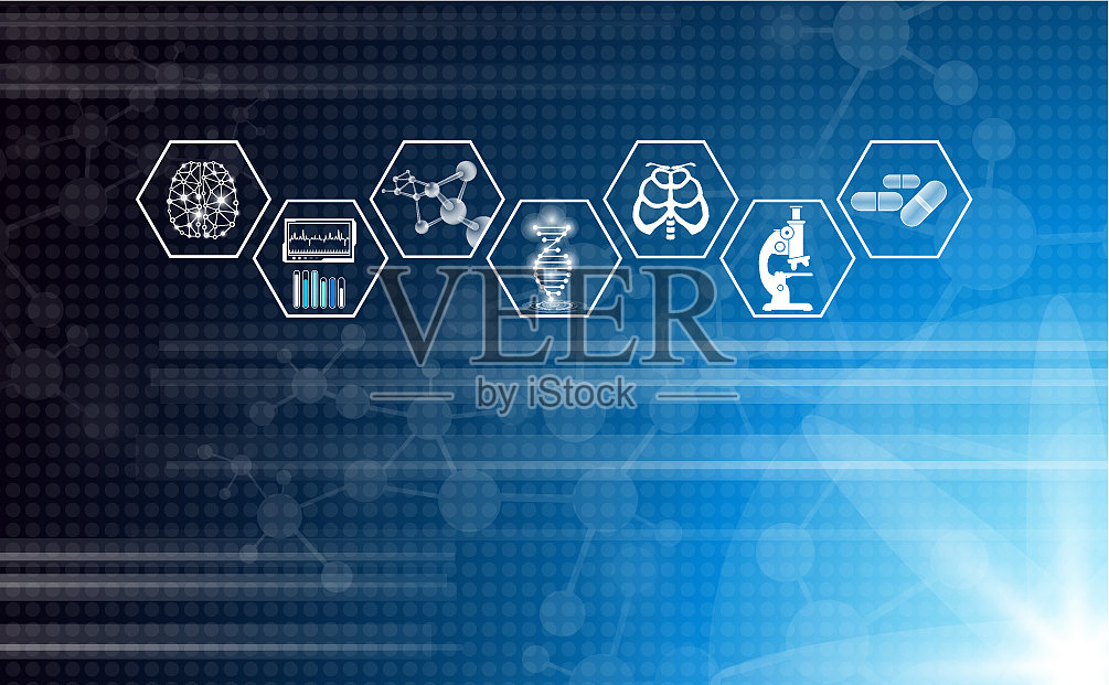 蓝色抽象背景技术概念插画图片素材