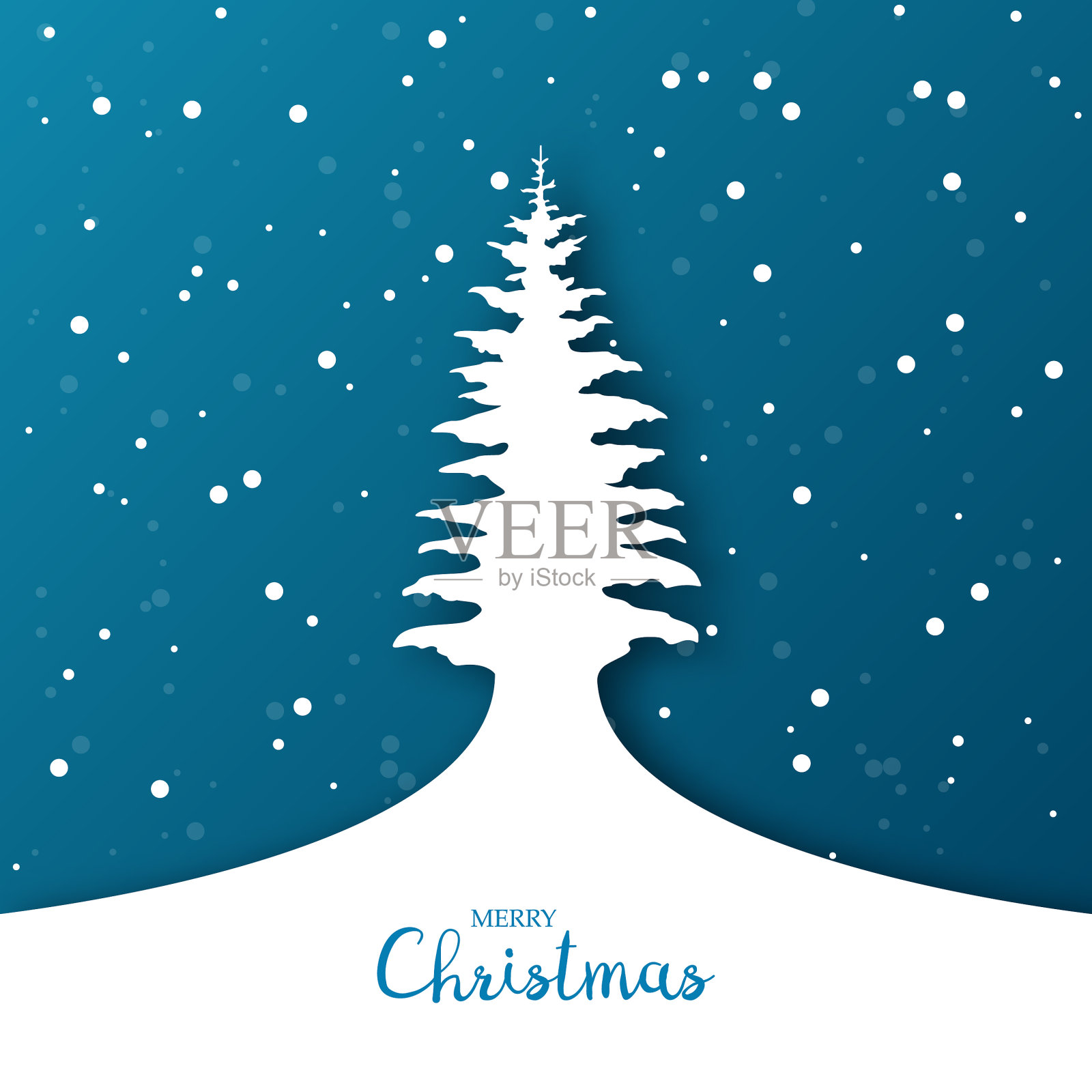 圣诞背景与圣诞树折纸插画图片素材