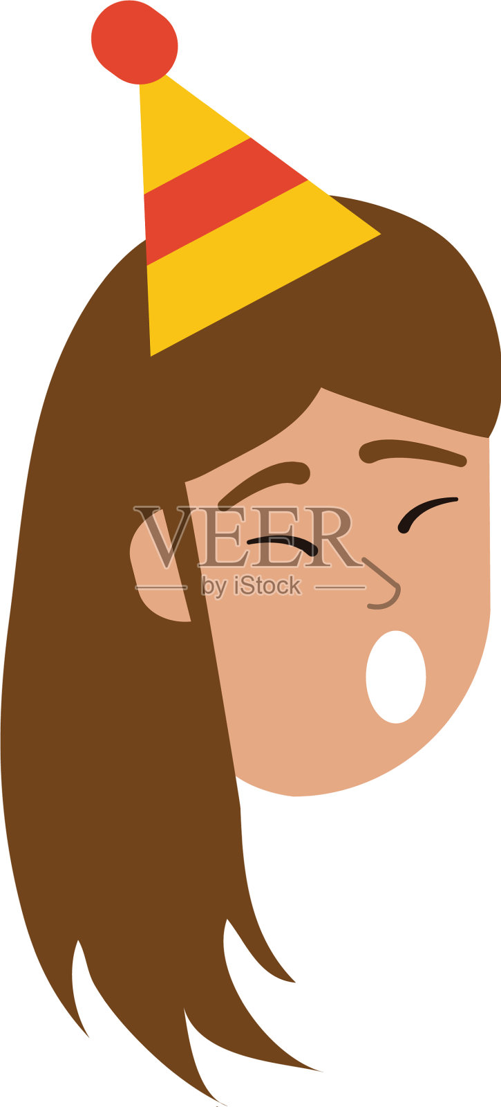 生日漫画里的快乐女人插画图片素材