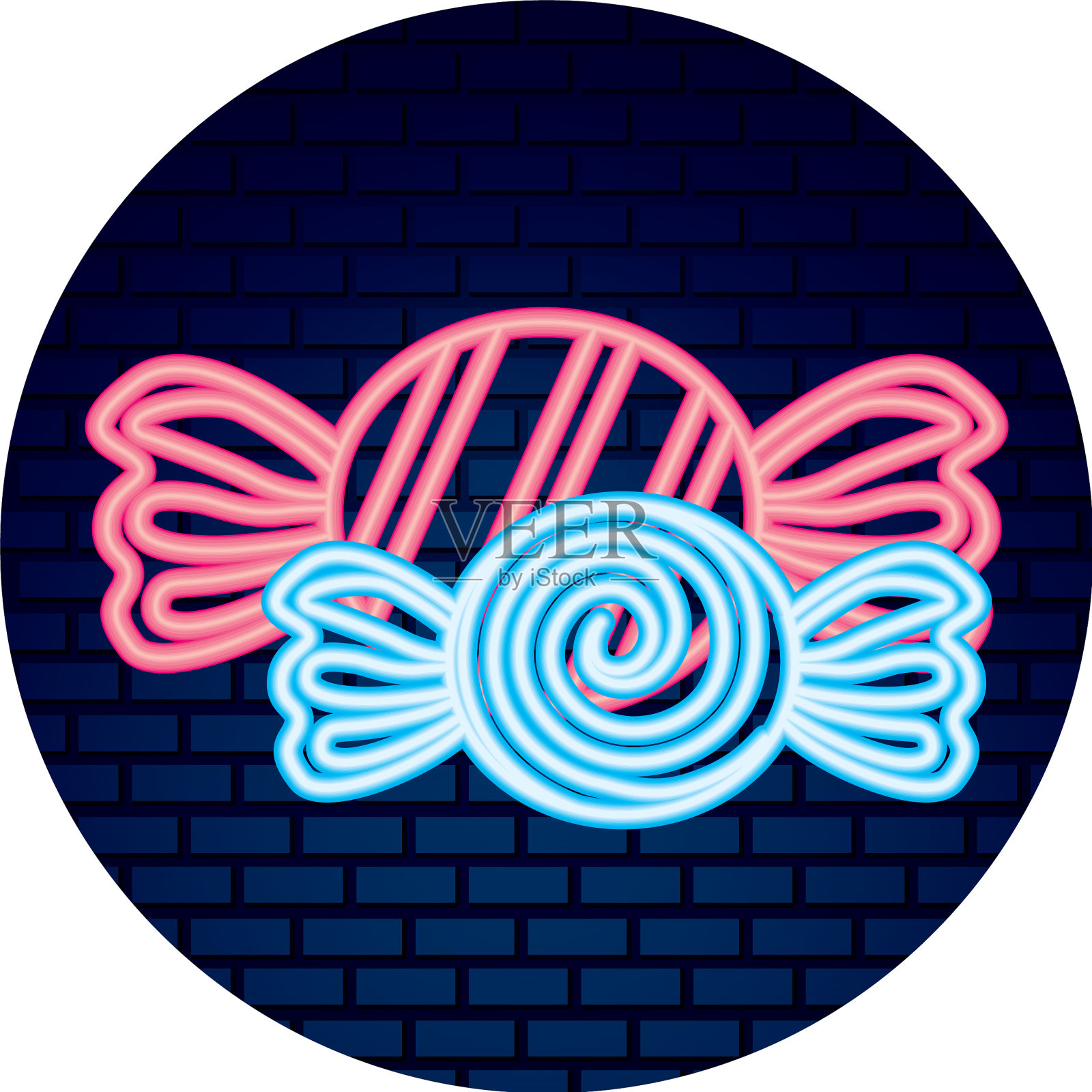 两个糖果包装糖果霓虹灯设计元素图片