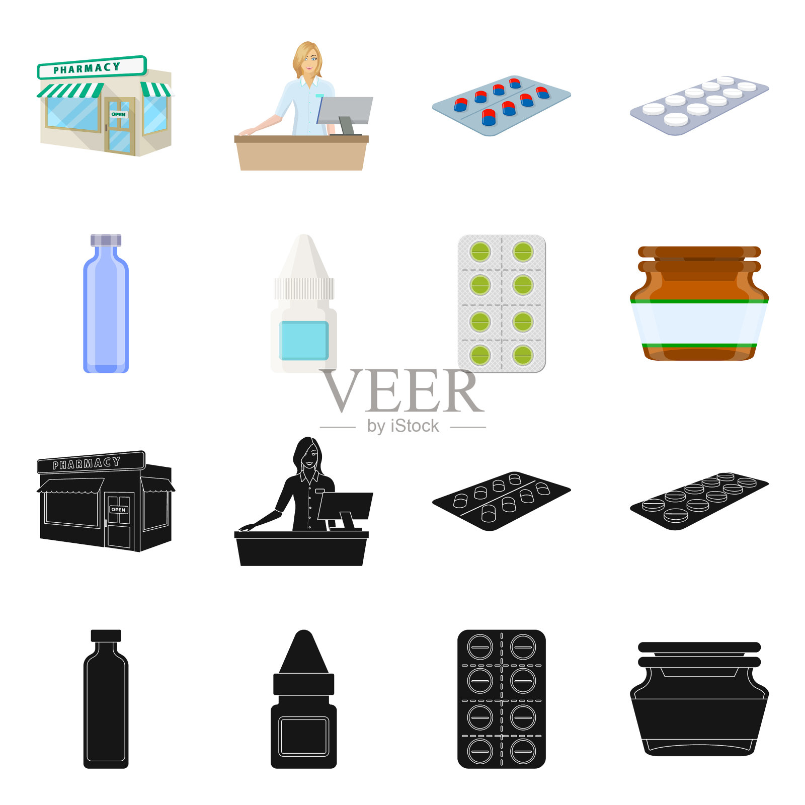 零售和医疗图标的孤立对象图标素材