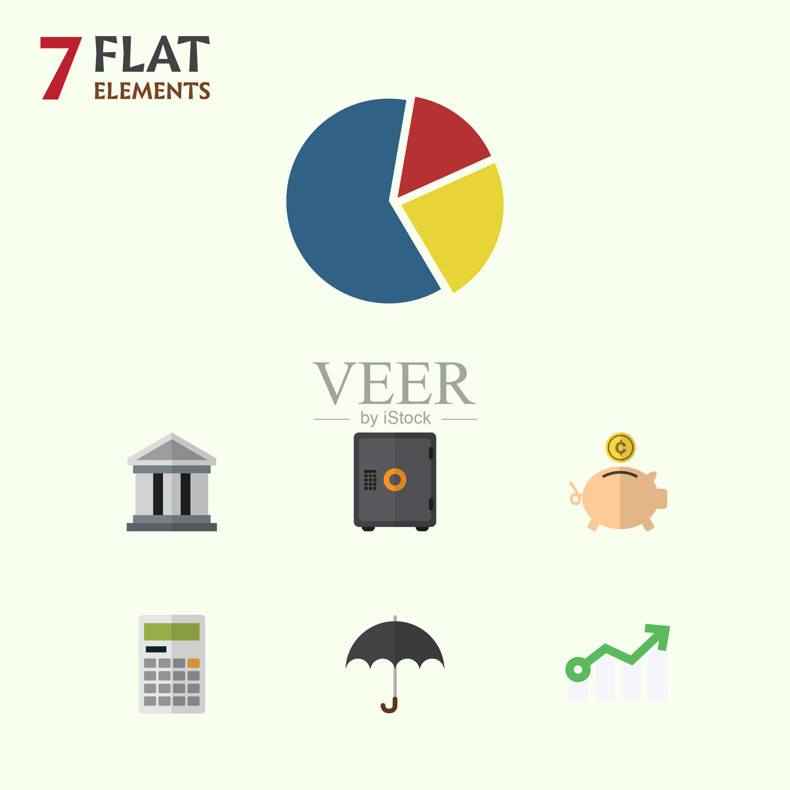 平面图标金融集银行图形阳伞和图标素材