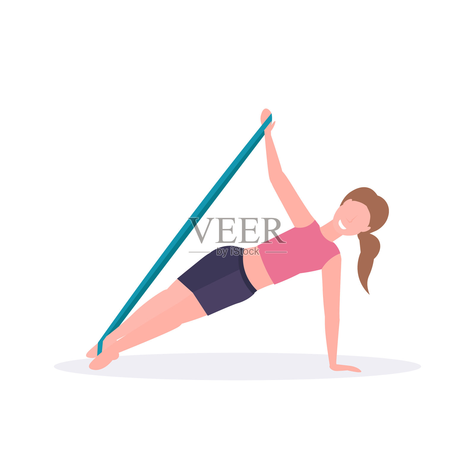 运动女性用阻力带做运动设计元素图片