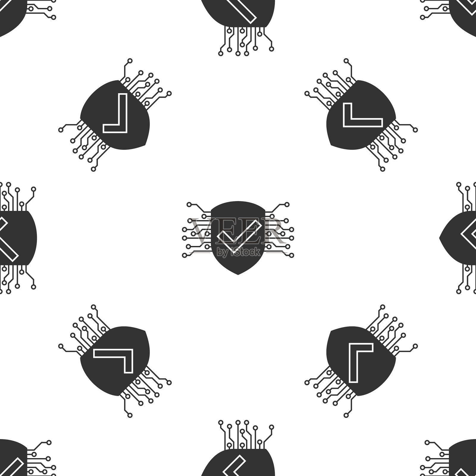 灰色网络安全图标隔离无缝模式插画图片素材