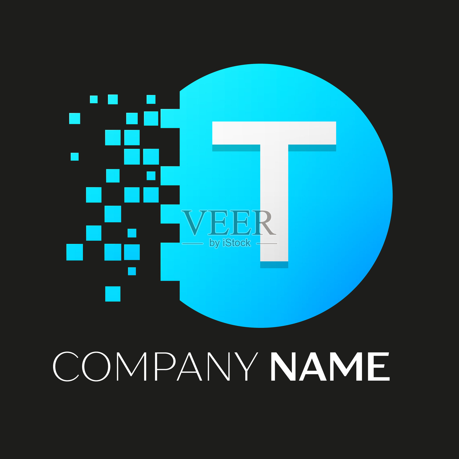 逼真的字母t标志在彩色的圆圈插画图片素材