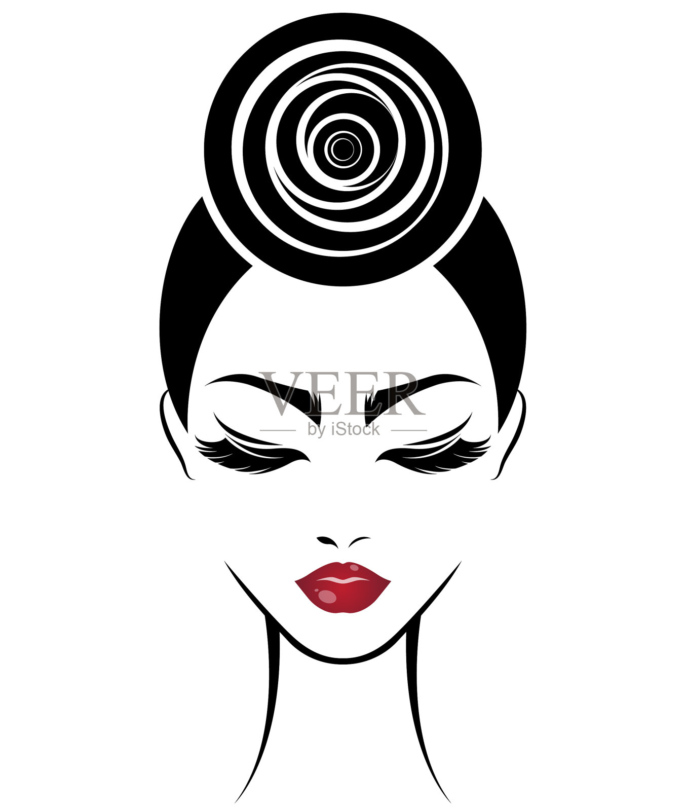 女人发髻造型的标志标志女人的脸插画图片素材
