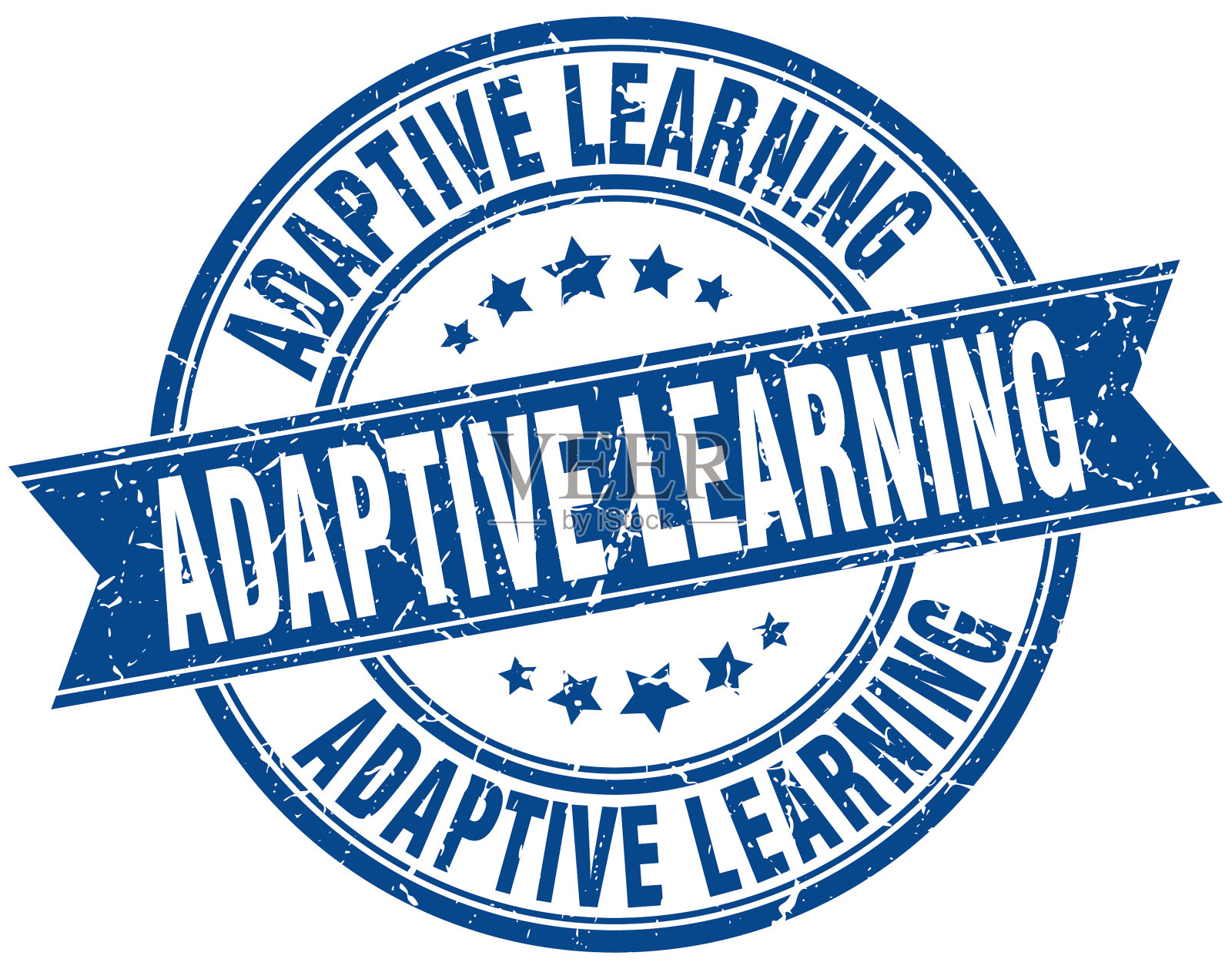 自适应学习圆形grunge丝带邮票插画图片素材