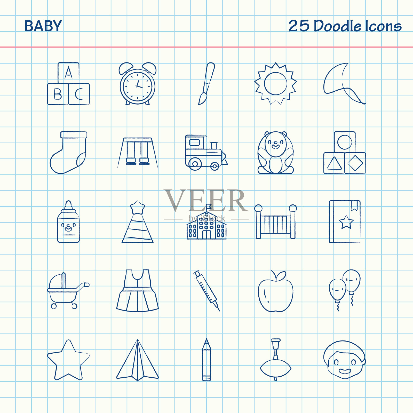 婴儿25涂鸦图标手绘商业图标集图标素材