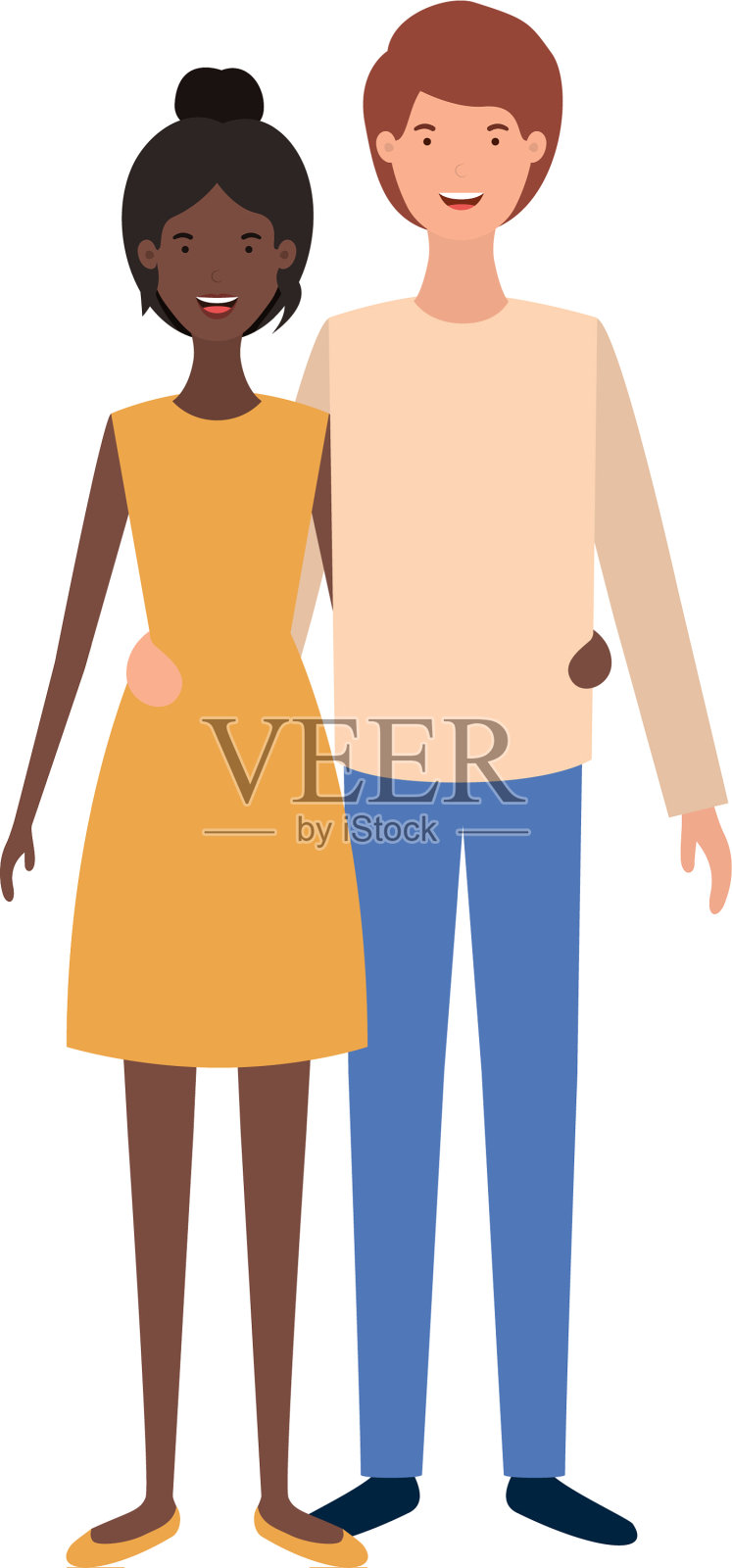 年轻夫妇的化身插画图片素材