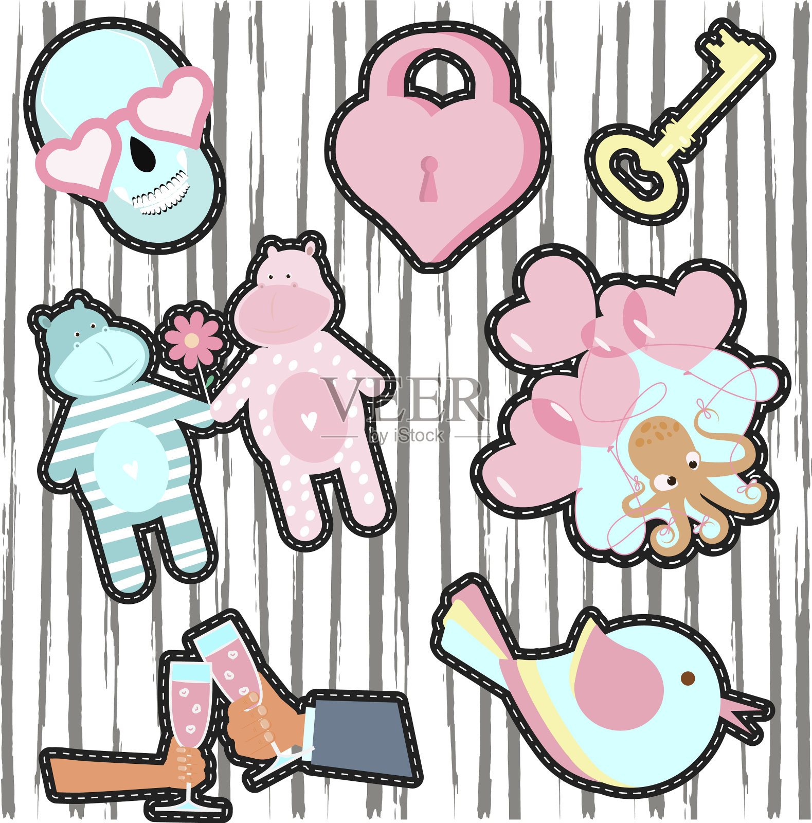 时装补丁徽章插画图片素材