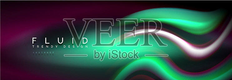 流体色霓虹波线背景霓虹插画图片素材