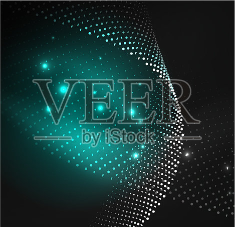 三维发光粒子的照明波插画图片素材