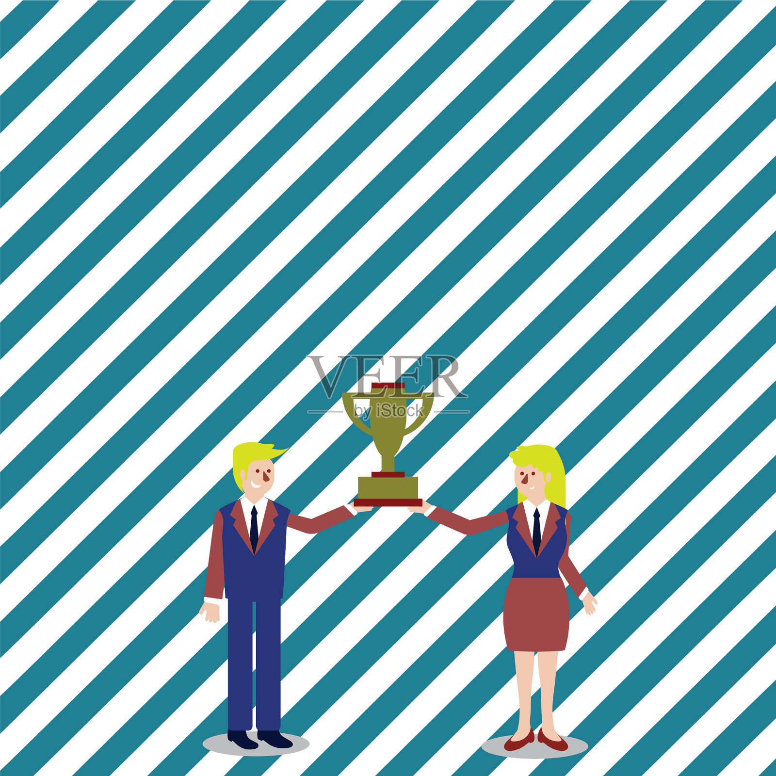 穿着西装的男人和女人聚在一起插画图片素材