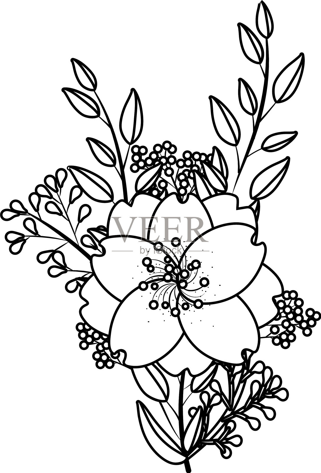 热带花卉卡通设计元素图片