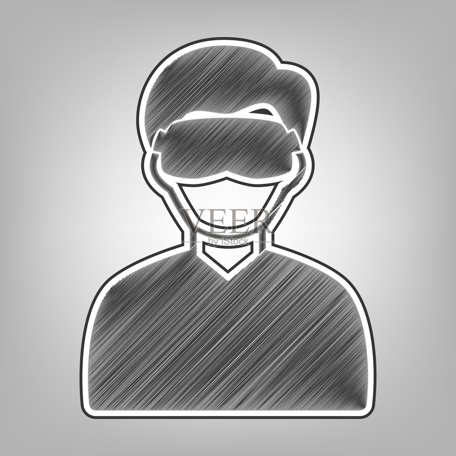 戴着面具的男人用铅笔素描签名插画图片素材