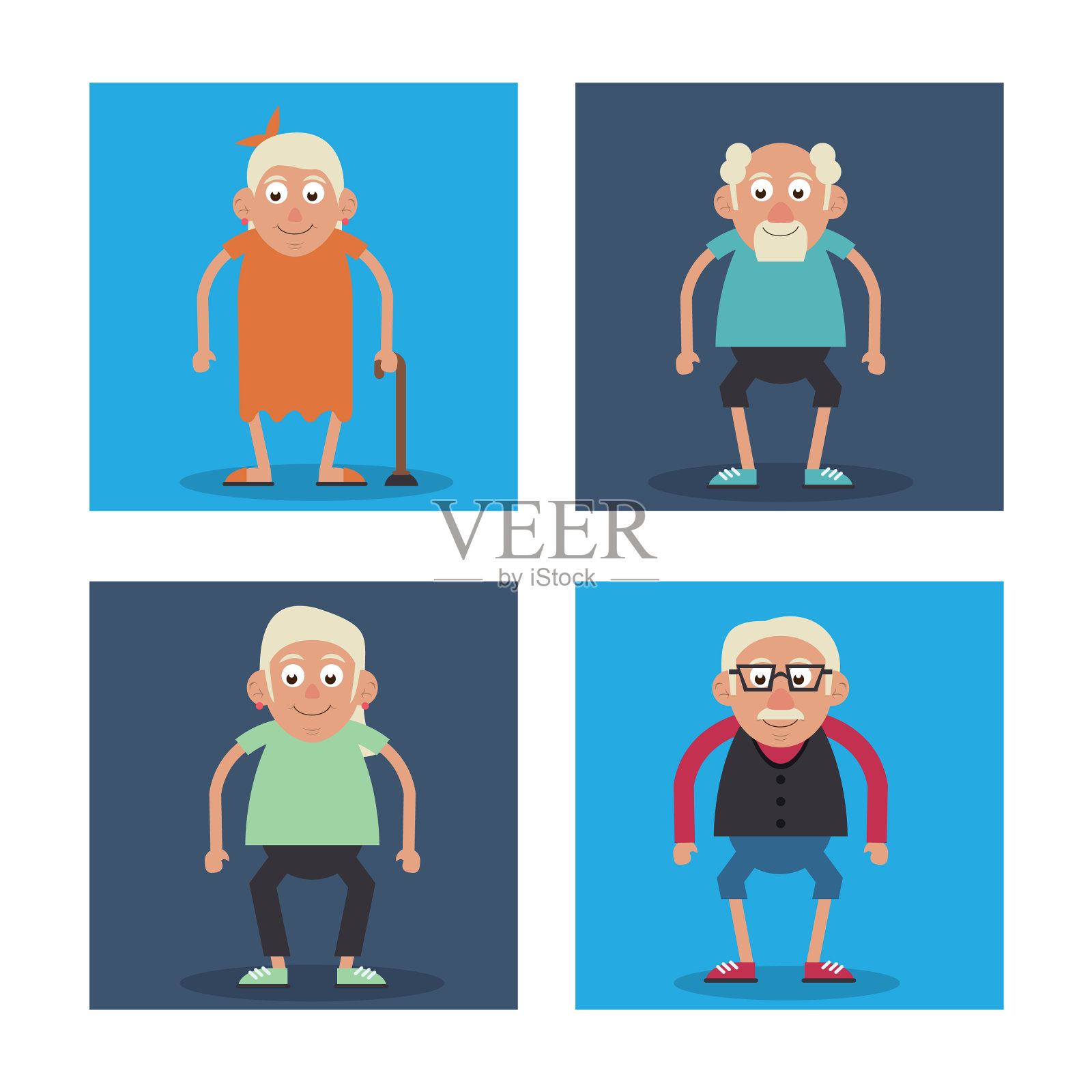 白色背景与彩色框架套插画图片素材