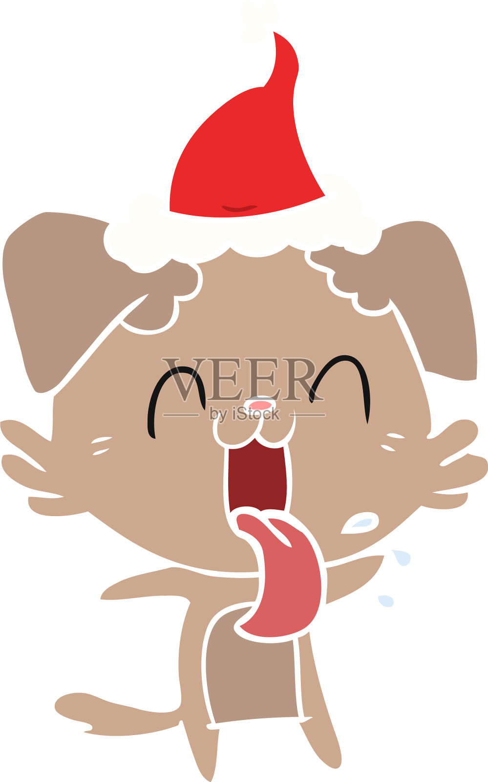 气喘吁吁的狗戴着圣诞老人的帽子设计元素图片