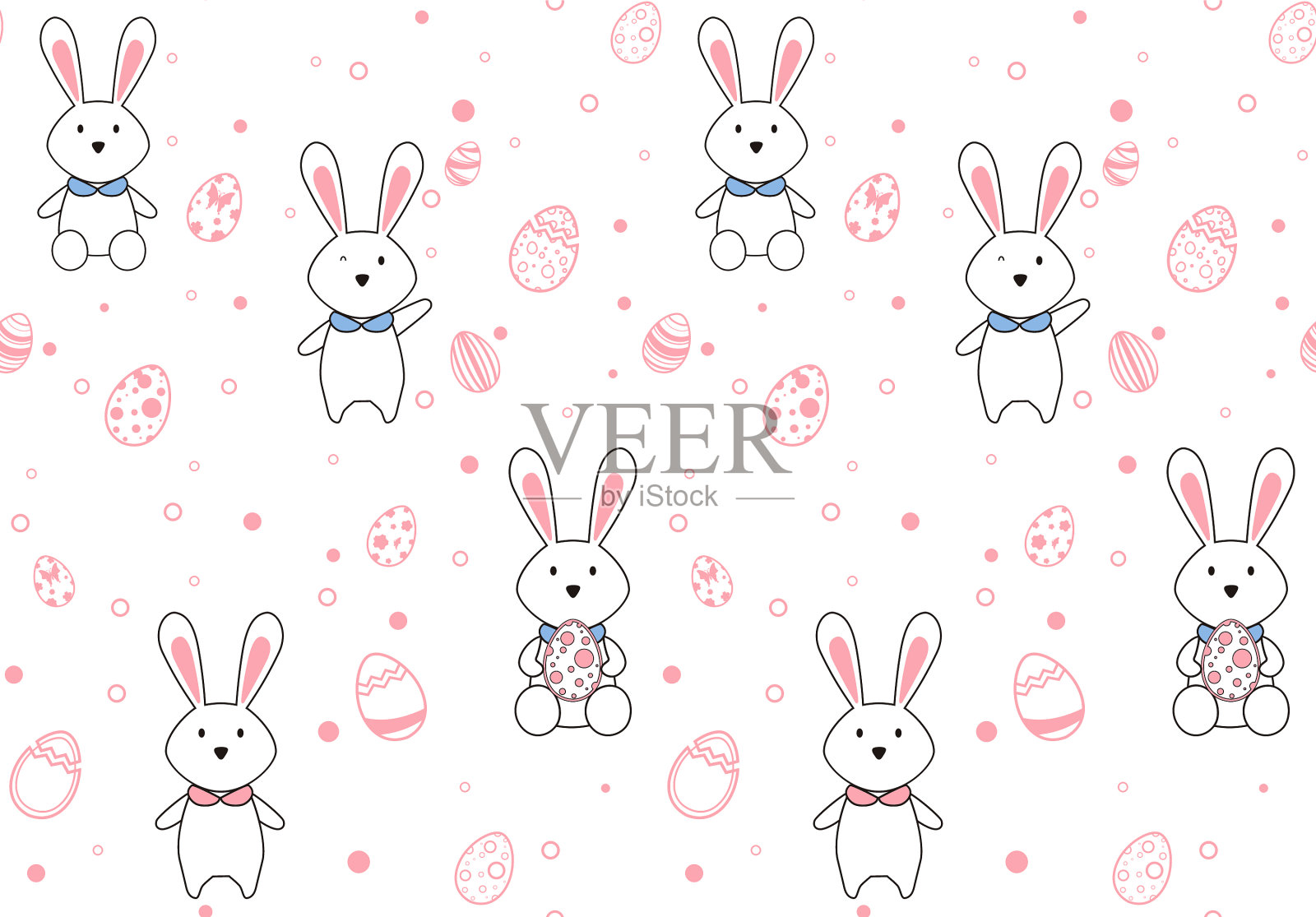 复活节彩蛋无缝图案复活节与春天插画图片素材