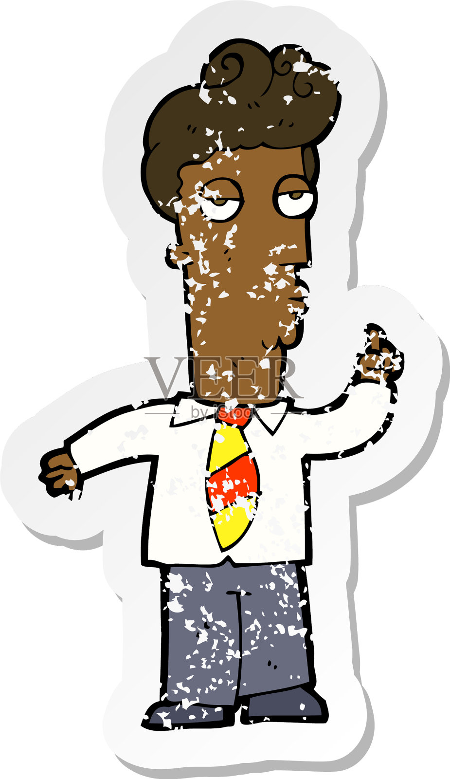 复古苦恼贴纸的一个卡通无聊的人设计元素图片