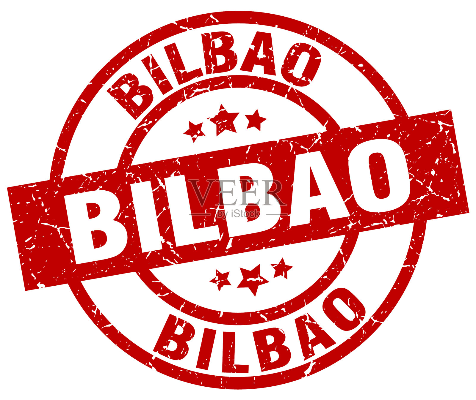 毕尔巴鄂红色圆形垃圾邮票插画图片素材