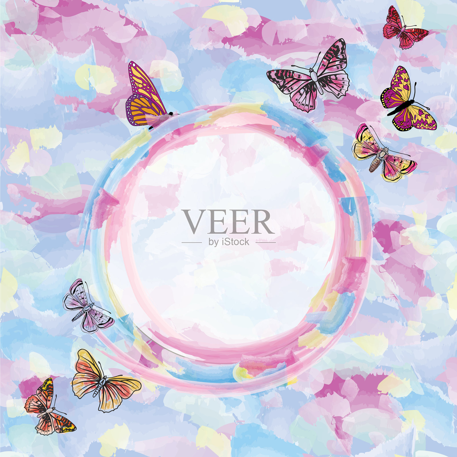 溅水彩背景夏季假日卡插画图片素材