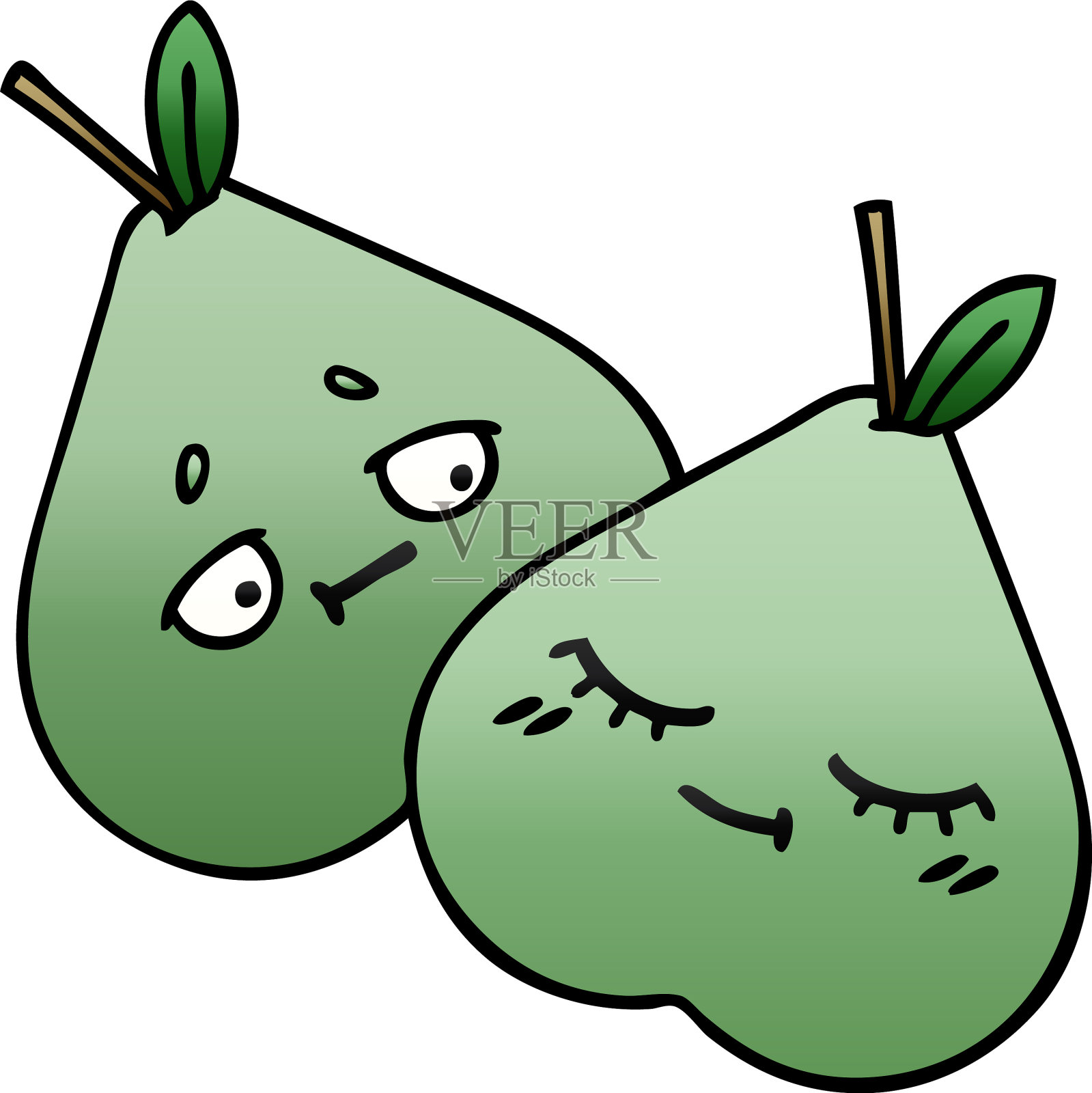 梯度阴影卡通绿色梨设计元素图片