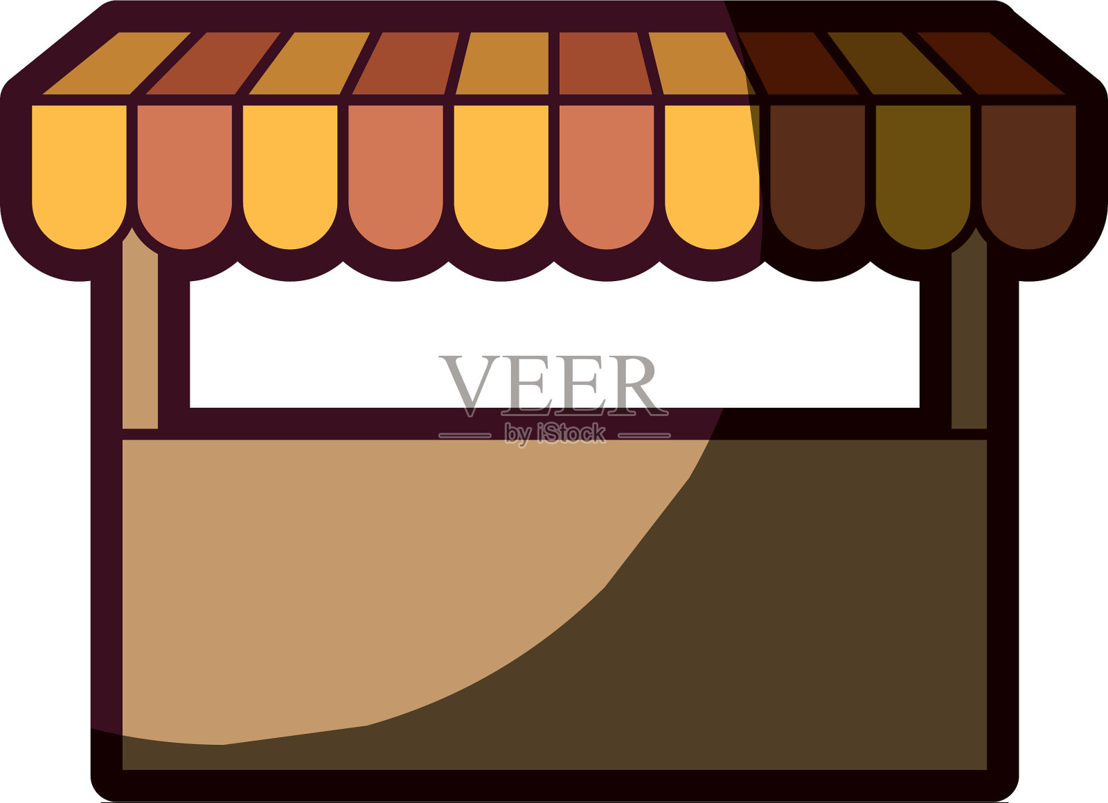 白色背景与商店图标和厚轮廓插画图片素材