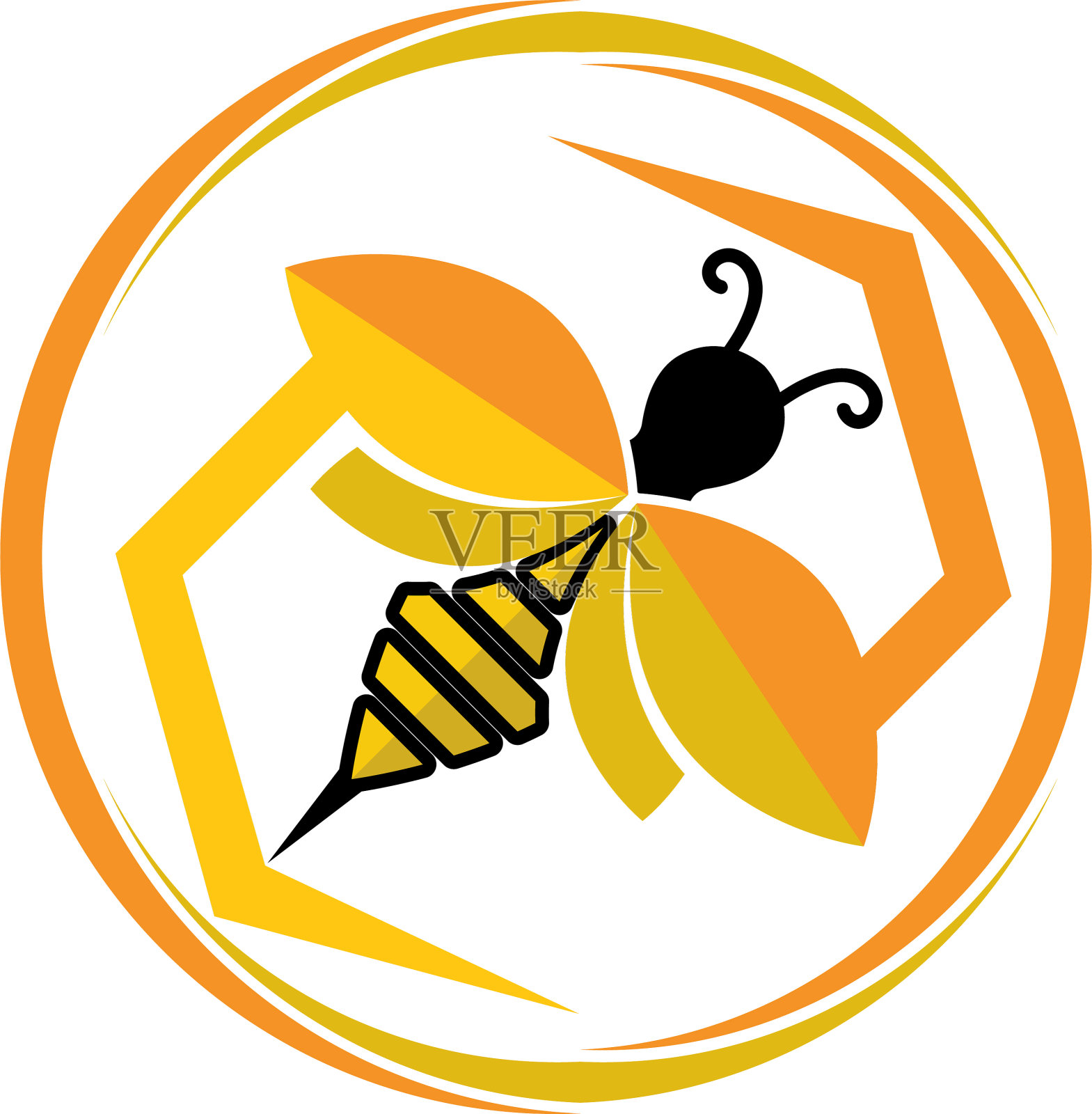 蜜蜂标识和符号模板设计元素图片