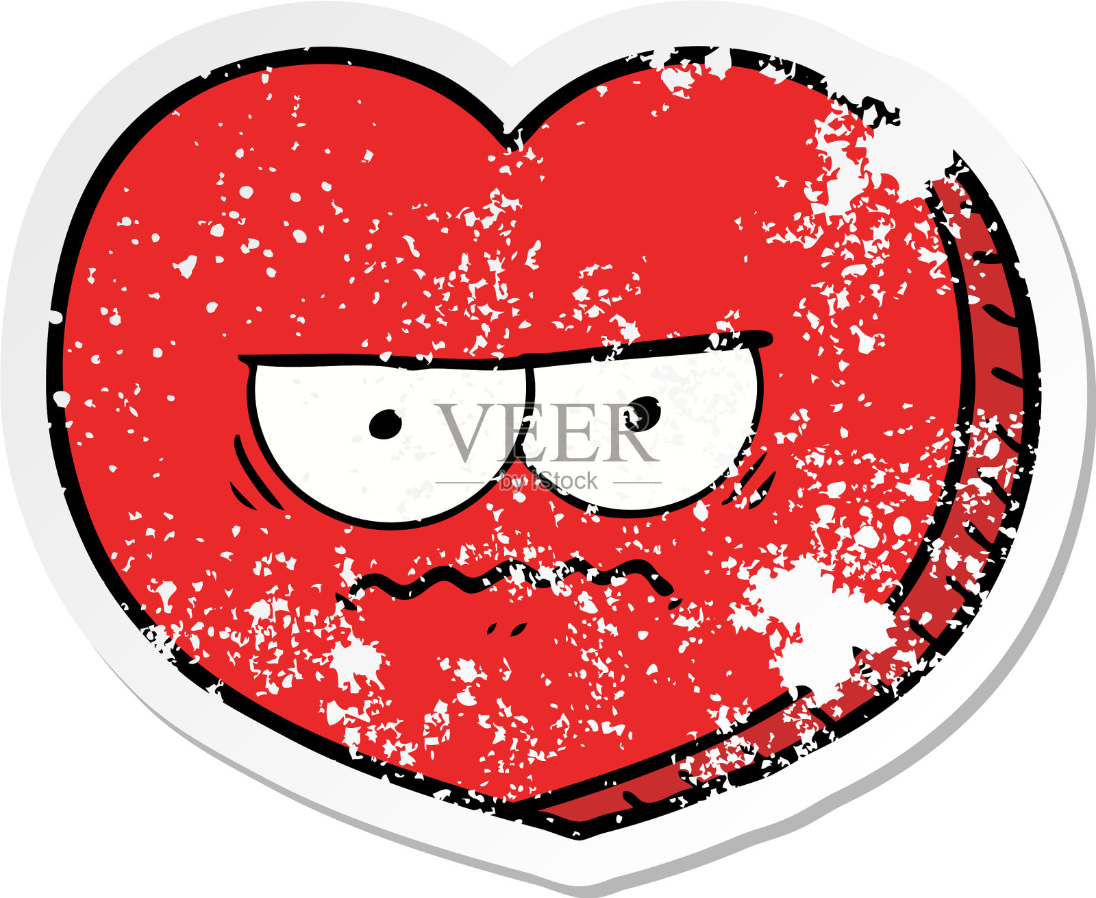 心疼贴纸的一颗卡通愤怒的心设计元素图片